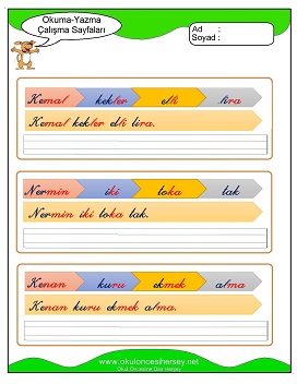 k sesi Grubu Çalışma Sayfaları